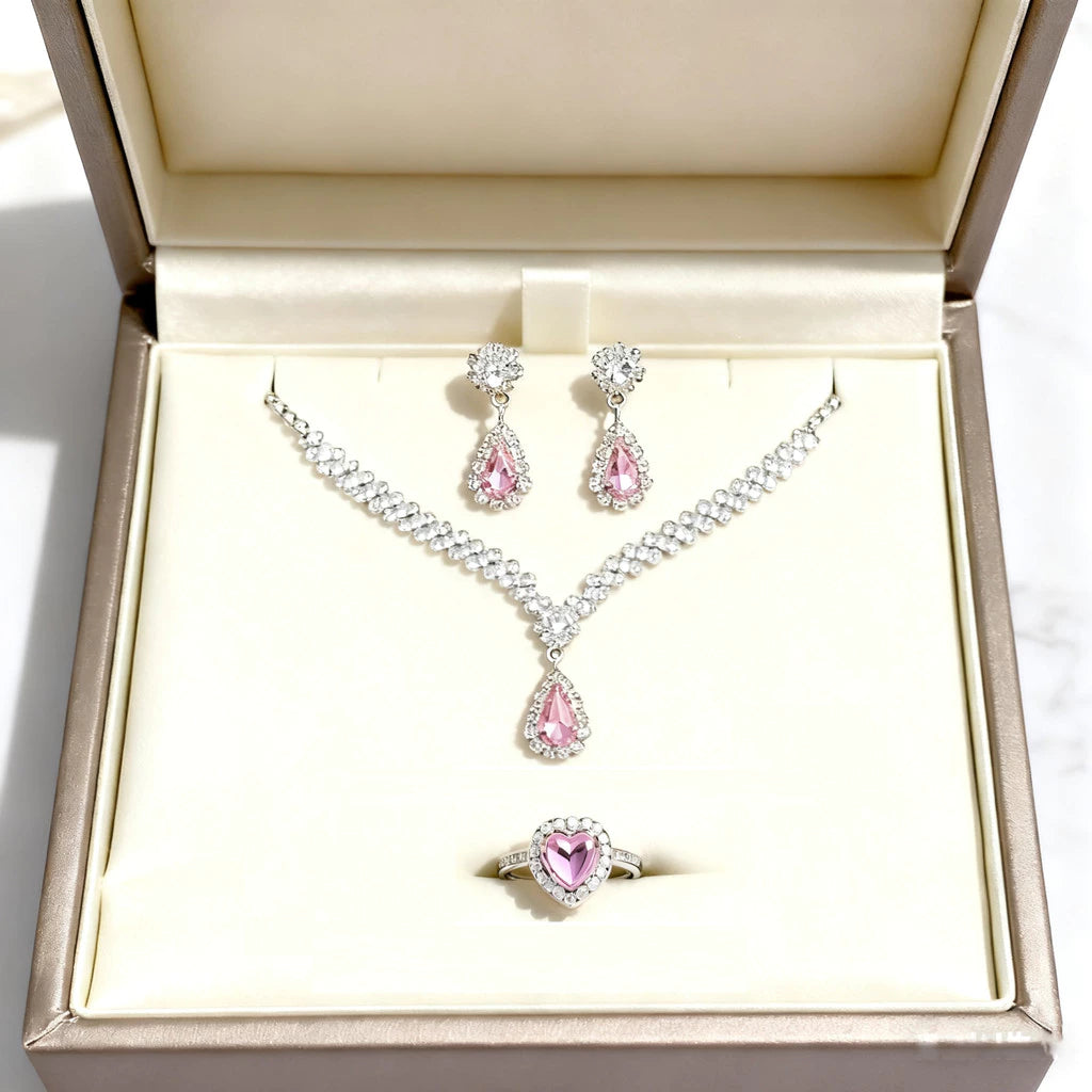 ✨ Liara Éternité – Conjunto Luxuoso de Diamantes (Colar, Anel e Brincos)